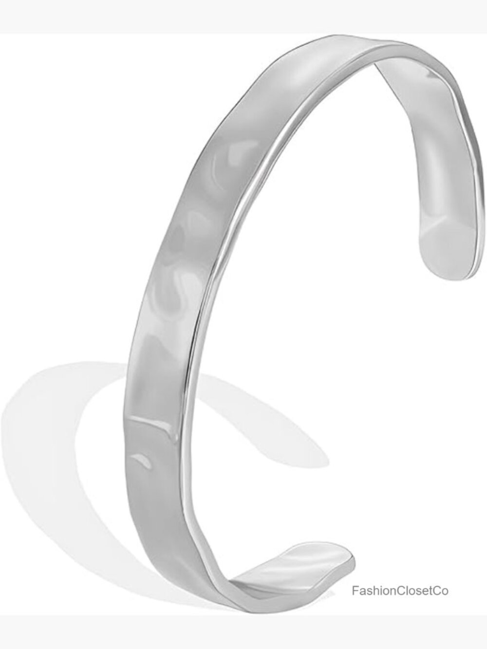 Wide Hammered Textured Cuff Bangle Bracelet for Women